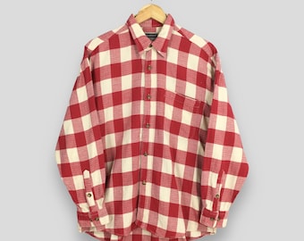 Vintage 80er Jahre Tartan rot kariert Western Hemd groß kariertes Tartan Karo Boho Grunge Western Rodeo Cowboy leicht tragen Button Shirt Größe L