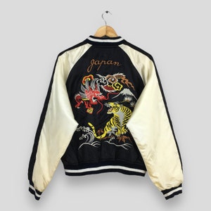 Vintage 80's Sukajan Dragon Tiger Okinawa Souvenir Jacket Large