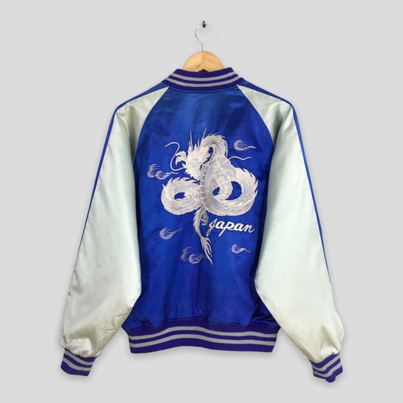 Vintage Sukajan White Dragon Japanese Jacket Larg… - image 1