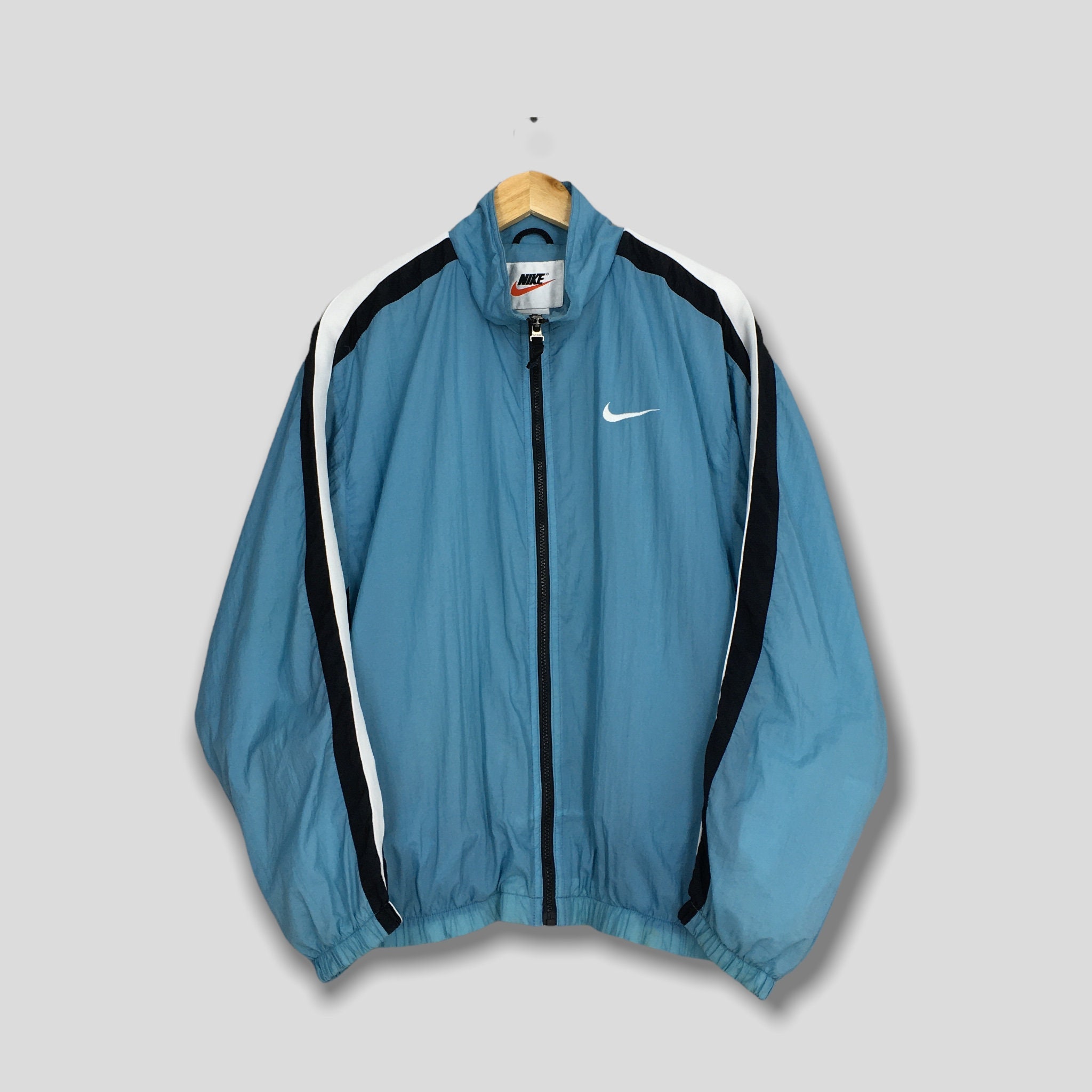 vertel het me Slank Tegenstander Vintage 90's Nike Swoosh Blue Windbreaker Jacket Large - Etsy Finland