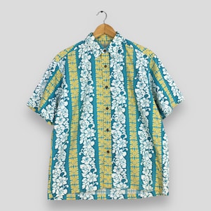 Vintage Hawaii Aloha Floral Shirt Medium Hawaiian Tropical Floral Hibiscus Beach Surf Cotton Button Up Hula Girl 80s Honolulu Shirt Size M