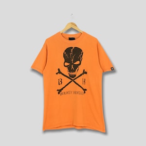 Vintage Bounty Hunter Japan Skull Bones Tshirt Orange Medium Bounty Hunter Skull Japan Streetwear Fashion Hyteric Glamour Tees Size M