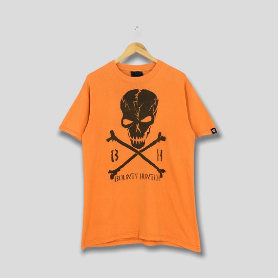 Vintage Bounty Hunter Japan Skull Bones Tshirt Orange Medium