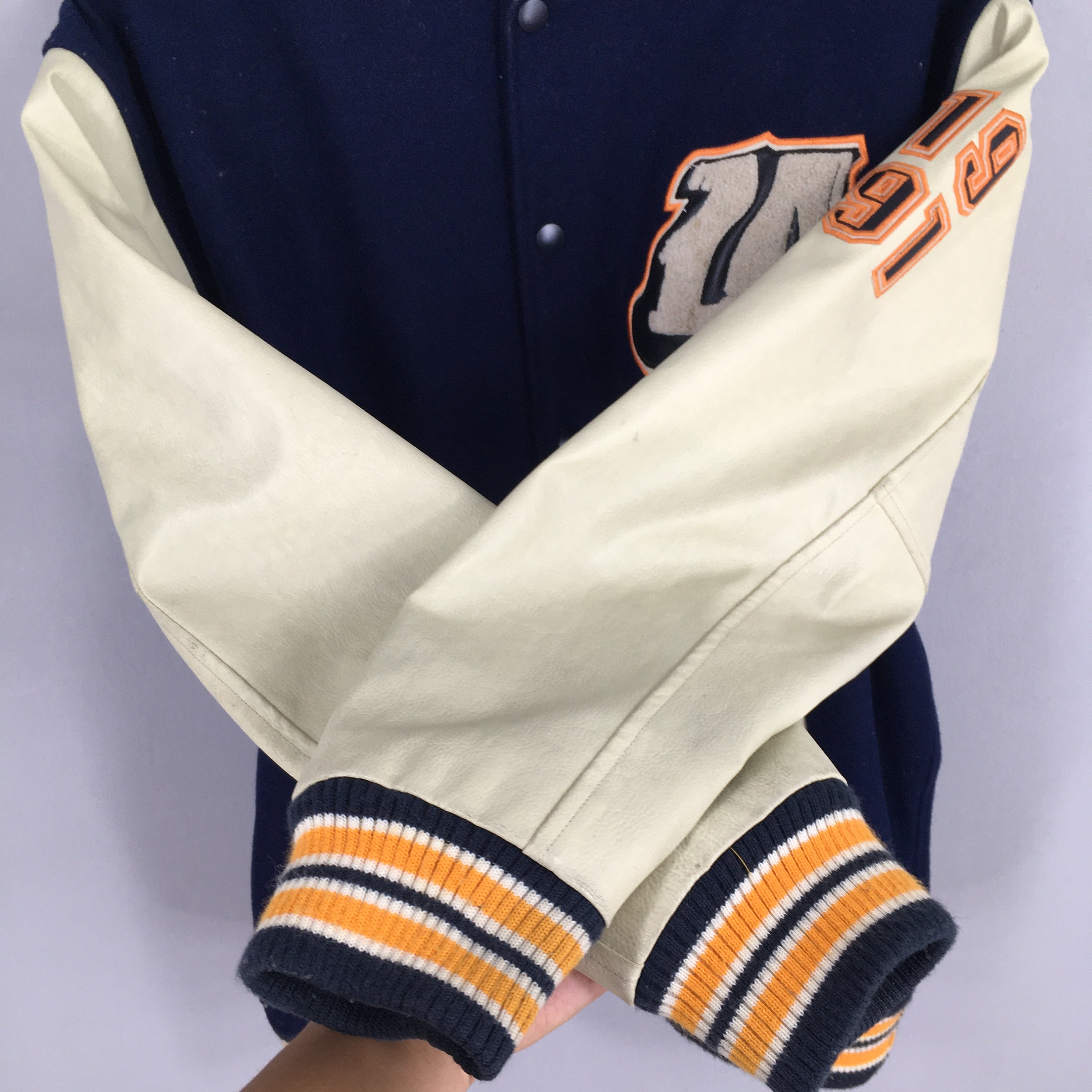 Vintage 90s Conart Varsity Leather Jacket Medium Conart From
