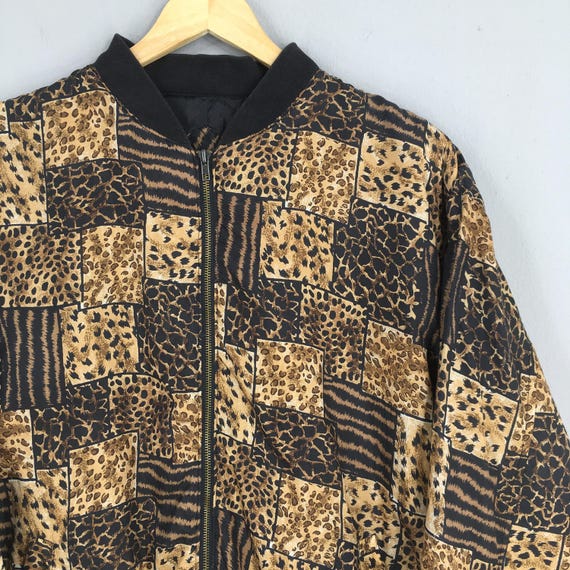 Vintage Tiger Leopard Patterned Jacket Medium 90s… - image 2