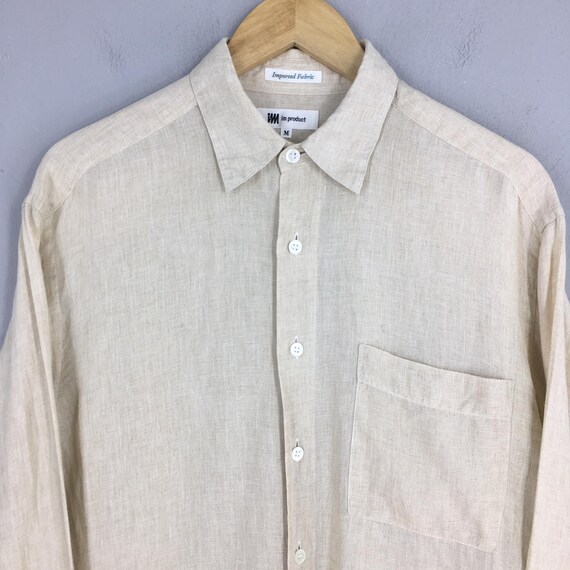 Vintage 90s Issey Miyake Design Studio Beige Linen Shirt Medium IM