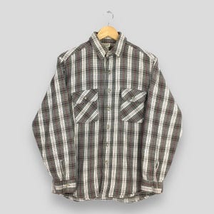 Vintage 80's Five Brother Flannel Shirt Medium 70's Tartan Checkered Casual Wear Button Down Grunge Styl Thick Flannel Alaska Shirt Size M