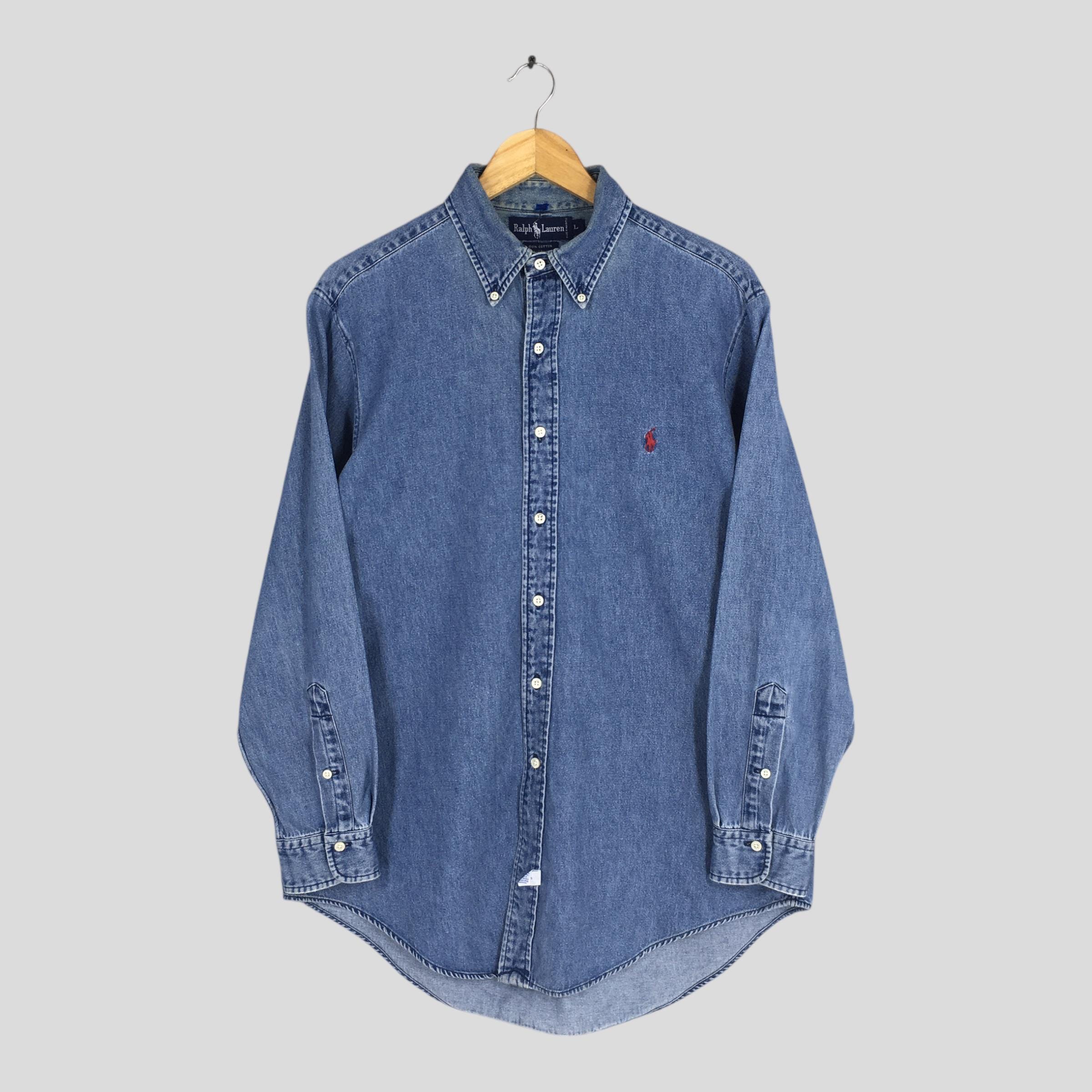 Vintage 90s Polo Ralph Lauren Jeans Blue Shirt Large Ralph