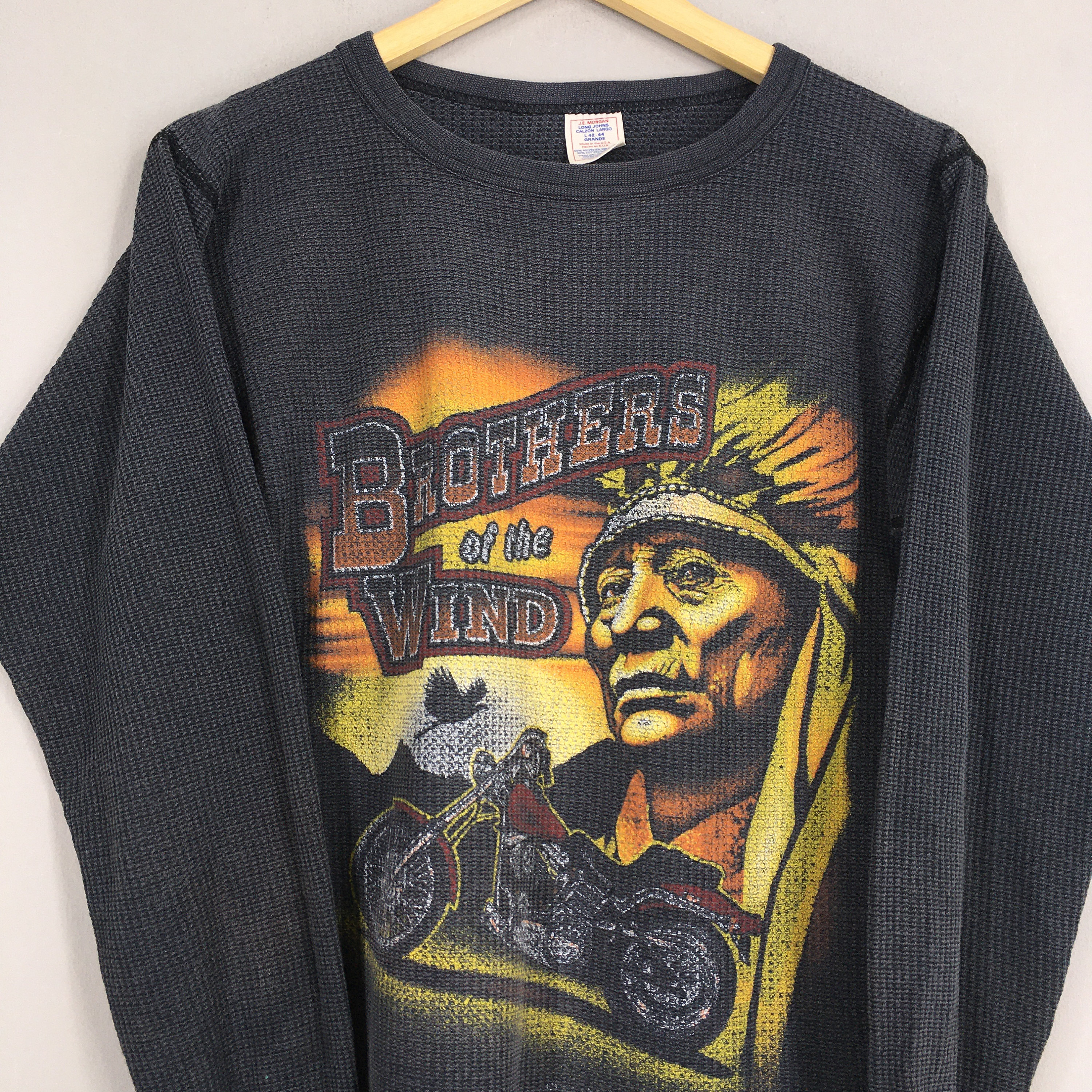 Vintage Biker Brothers of the Wind Harley Long John T Shirt Xsmall