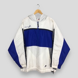 Vintage 90s Nike Hoodie Training Jacket XLarge Nike Swoosh Logo Windbreaker Nike Sportswear Retro Multicolor Nike Blue Light Jacket Size XL