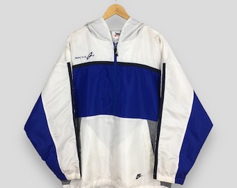 Vintage 90s Nike Hoodie Training Jacket XLarge Nike Swoosh Logo Windbreaker Nike Sportswear Retro Multicolor Nike Blue Light Jacket Size XL
