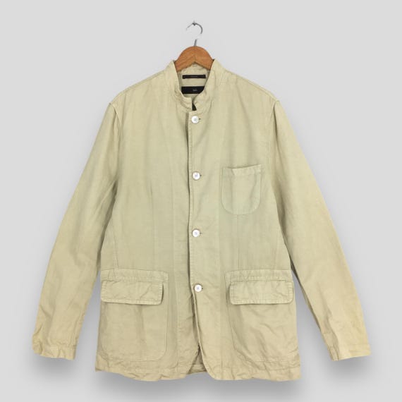 Ermenegildo Zegna, Vintage Ermenegildo Zegna Cotton/Linen Jacket Medium Ermenegildo Zegna Casual Mandarin Collar Button Coat Italian Designer Made In Italy M