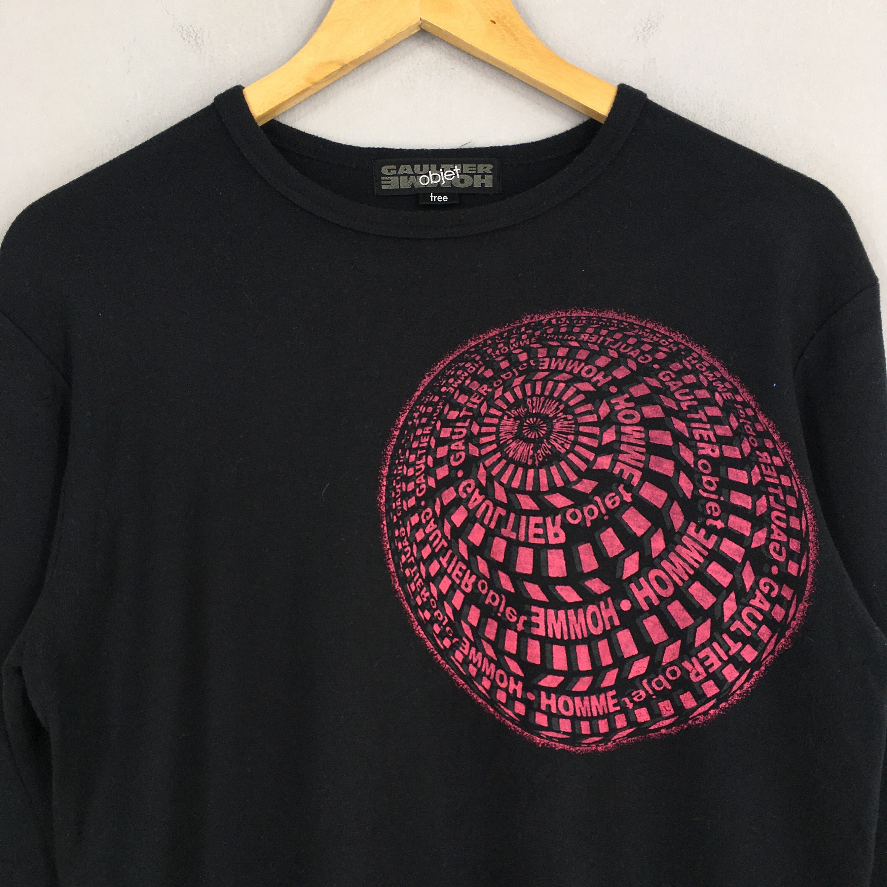 Rare Vtg Jean Paul Gaultier Homme Object Black Red Logo Tee