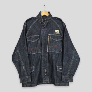 Vintage 1990s Ringspun Denim Chore Workers Jacket Labour Medium American Workwear Denim Blue Men Y2K Four Pocket Denim Jacket Zipper Size M