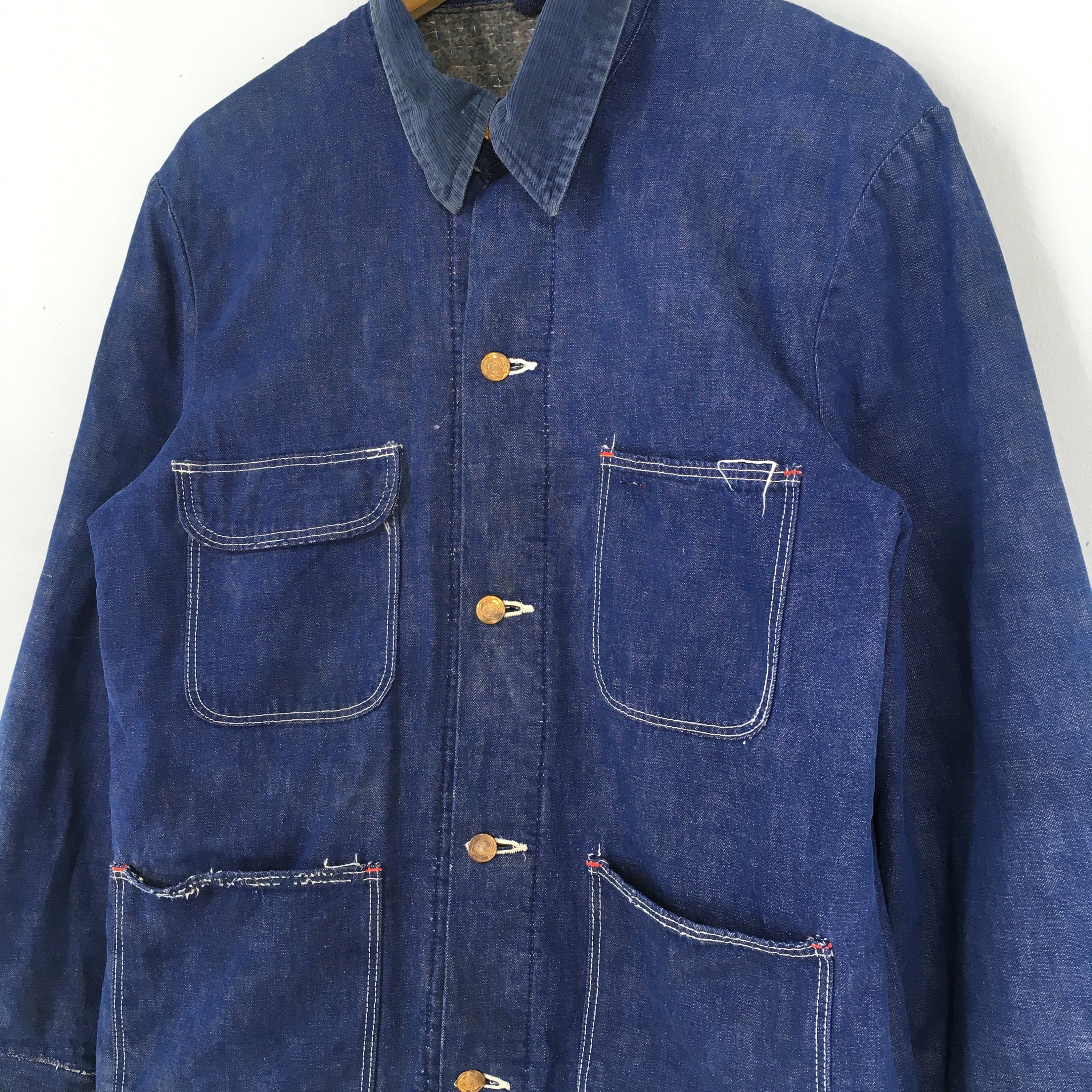 Vintage 80s Wrangler Sanforized Blue Chore Denim Jacket Medium