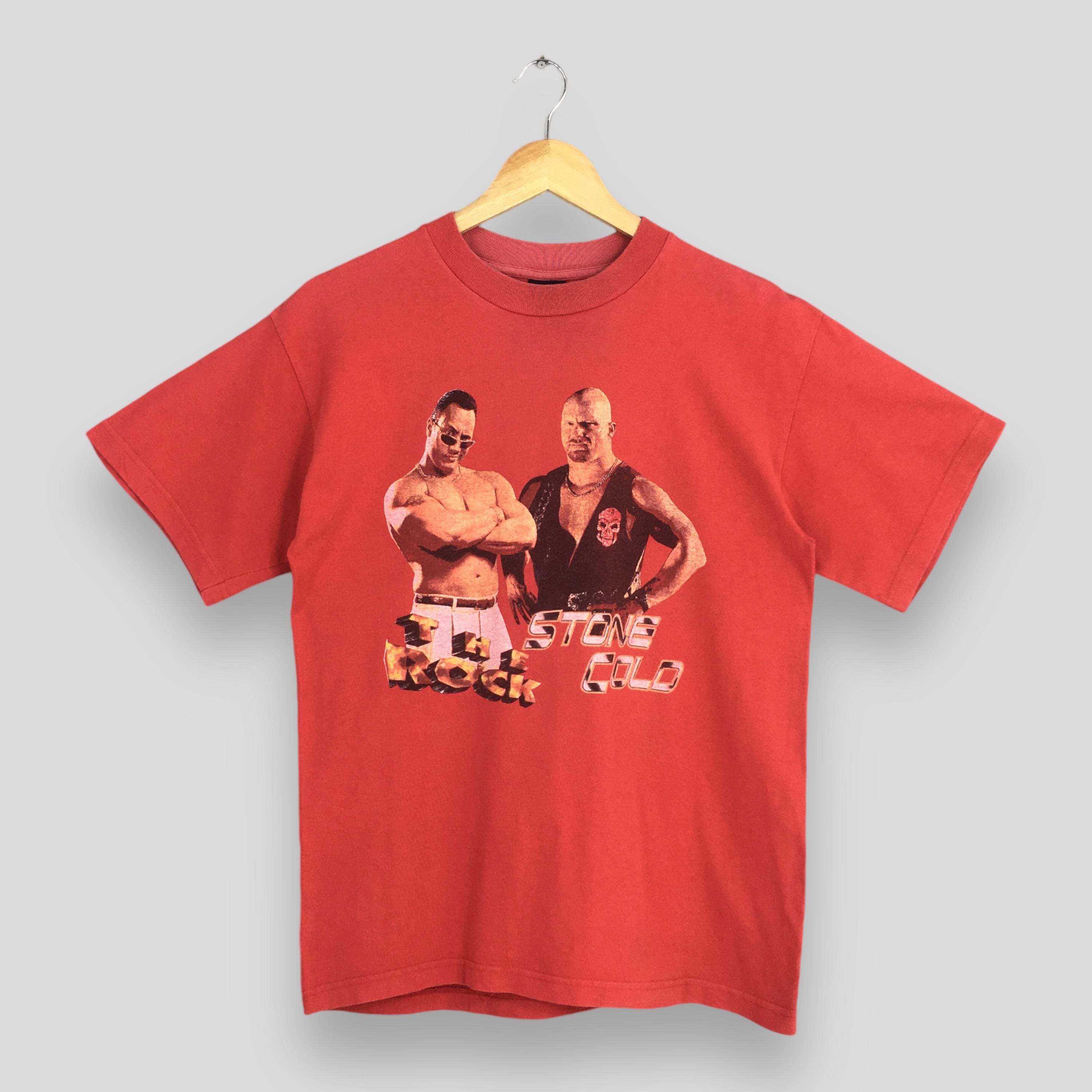 Vintage Y2K World Wrestling Entertainment Red Tshirt Medium American Wrestler Wwf The Rock Stone Cold Printed Shirt WWE Wrestling Tees M