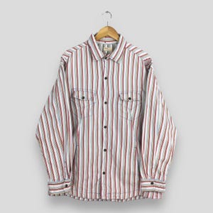Vintage Baffy Vertical Stripes Flannel Shirt XLarge 90&#39;s Multicolor Stripes Pattern Oxfords Baffy Casual Shirt Retro Button Up Shirt Size XL