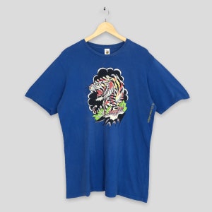 Vintage Y2K Don Ed Hardy By Christian Audiegier Tiger Tattoo T shirt XLarge Ed Hardy Designs Tiger Roar Blue Tees 2000 Ed Hardy Usa Shirt XL