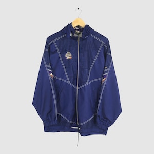 Vintage 90s Kappa Italia Hoodie Jacket Medium Kappa Italia Windstopper Jacket Kappa Sportswear Blue Parkas Zip Up Light Jacket Size M