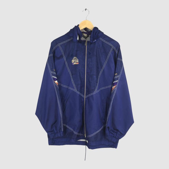 KAPPA ITALIA 防風トラックジャケット／NAVY／Mサイズ Vintage 90s Kappa Italia Hoodie Jacket Medium Kappa Italia