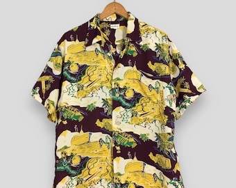 Vintage Sun Surf Hale Hawaii Japanese Rayon Shirt Medium 1950s Royal Hawaiian Brand Tiki Honolulu Aloha Tropical Button Up Shirt Size M