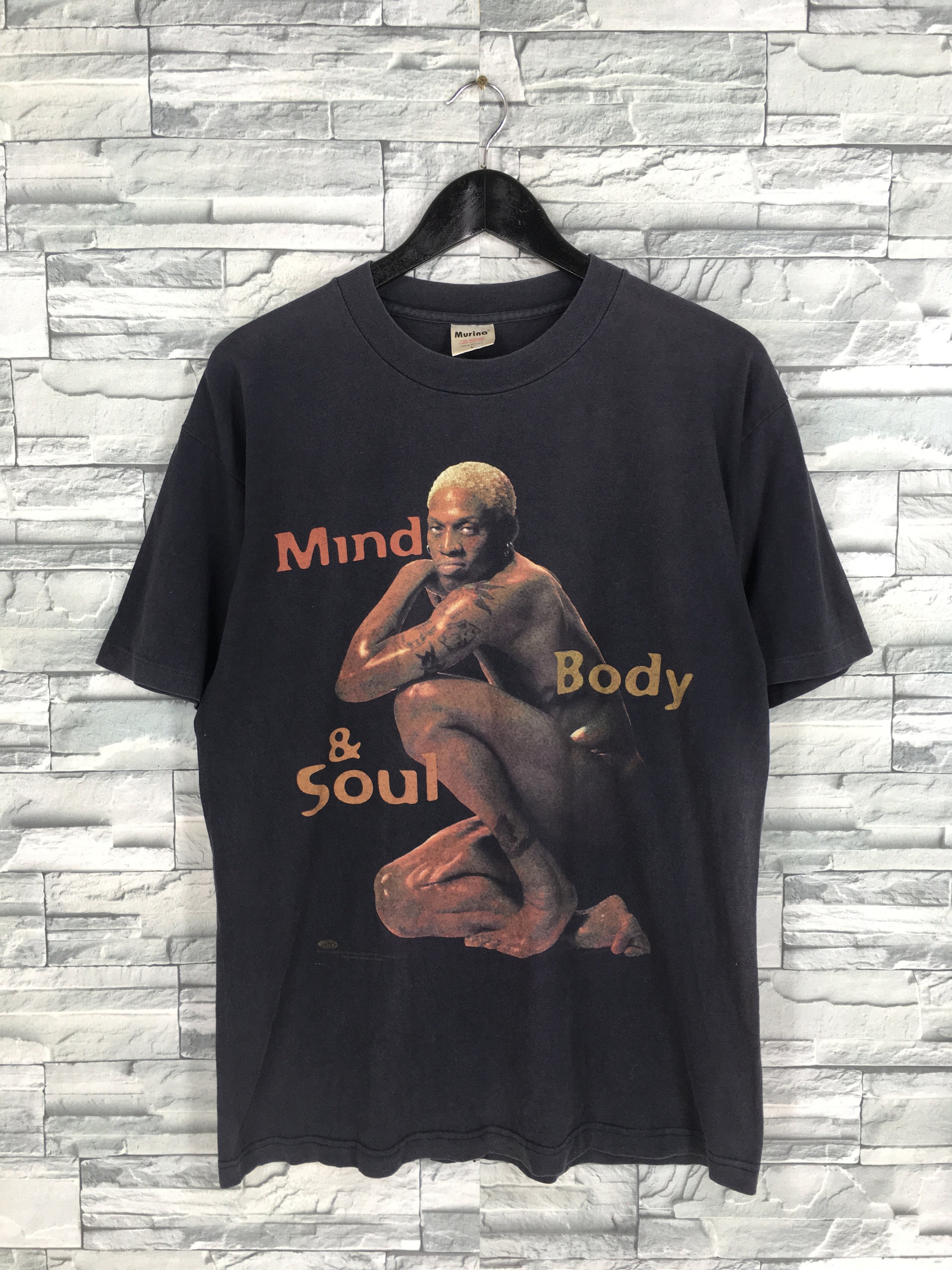Vintage DENNIS RODMAN Tshirt Large 90's Mind Body & Soul