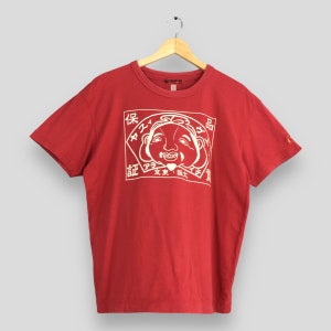 Vintage Evisu Jason Japan Red T shirt Medium 90&#39;s Evisu Jason Daicock Japanese Streetwear Evisu Yamane Seagulls Tees Size 44