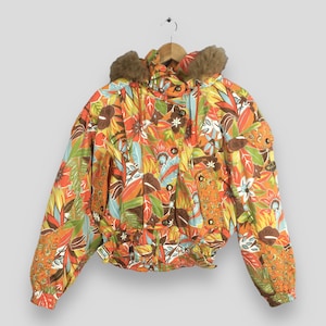 Vintage Ellesse Ski Wear Hoodie Jacket Medium Ellesse Alpine Skiing Cold Weather Snow Gear Bomber Floral Retro Outfit Women Winter Coat M