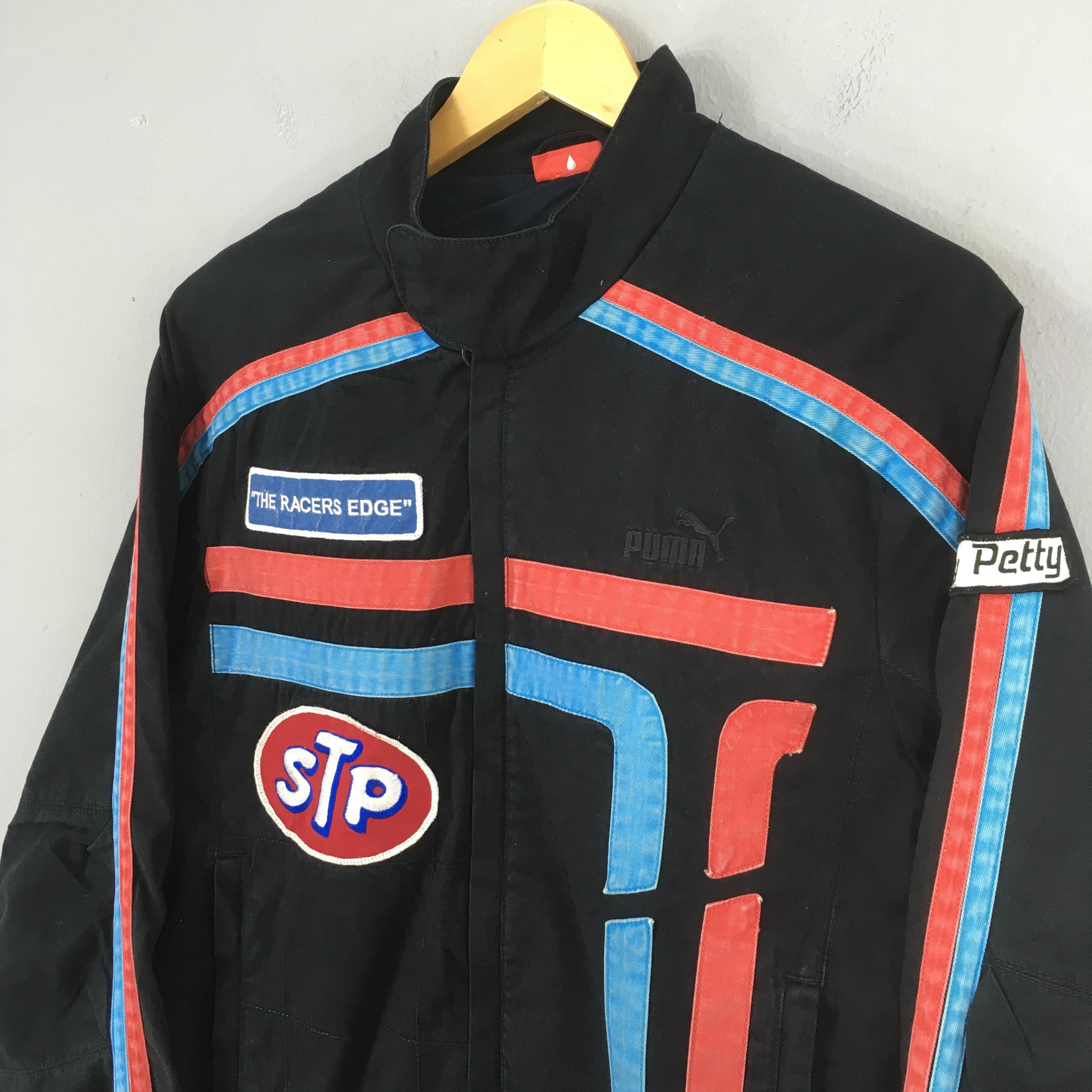 Vintage Puma Stp Dodge the Racers Edge Blue Cotton Jacket Medium