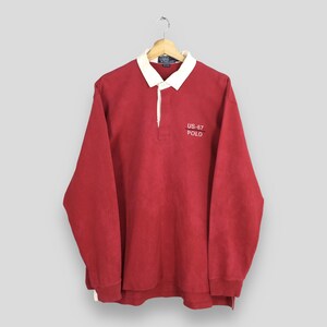 Vintage 90's Polo Ralph Lauren Red Rugby Polo Shirt Large Polo US