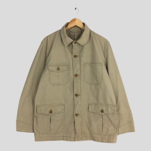 Vintage 90&#39;s Macchio Japan Beige Workers Jacket Large French Work Chore Jacket Japanese Workwear Casual Men Workwear Coat Buttons Size L