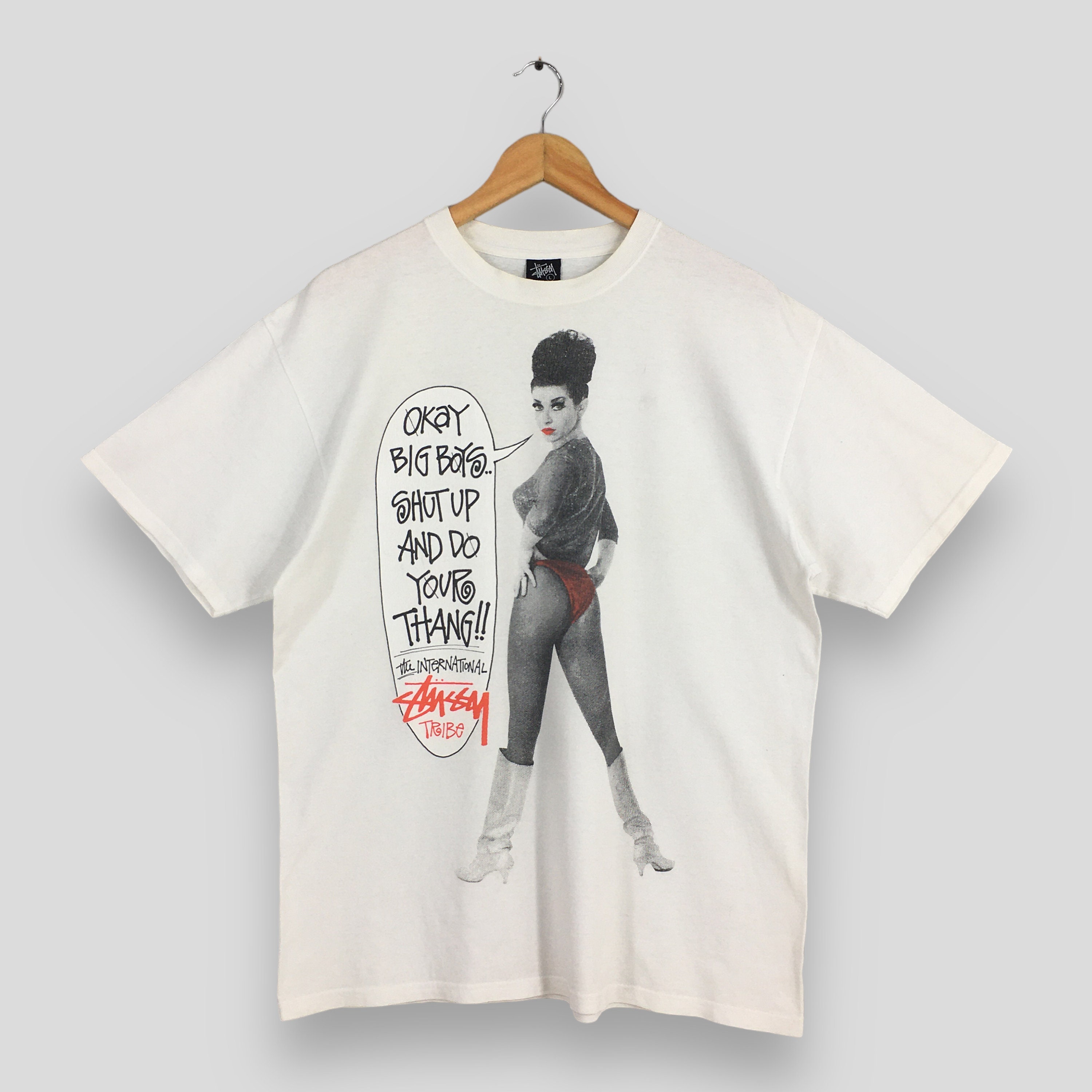 Vintage 90s Stussy Tribe Usa Skater White T Shirt Large Vintage 90s Stussy Tribe Usa Skater White T Shirt Large