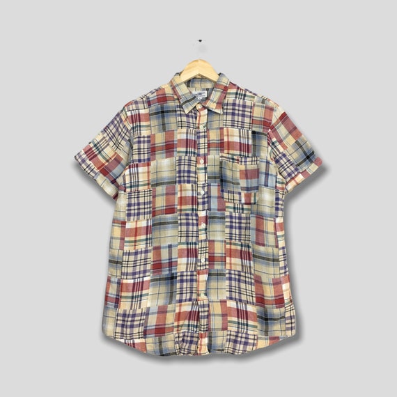 激安正規  Checkered Patchwork Vintage Flannel 90s Large Shirt トップス