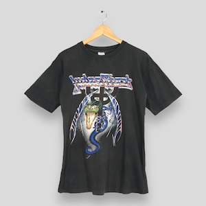 Vintage 90&#39;s Judas Priest Painkiller Rob Halford T shirt Large Judas Priest Heavy Metal Concert Tour 1991 Rock Black Tees Size L