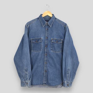 Vintage Gap Denim Oxfords Shirt Medium 1990s Gap Plain Blue Denim Shirt Gap Chambray Jeans Streetwear Gap Jeans Button Down Western Size M