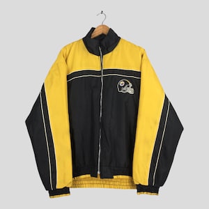 Vintage 90s Pittsburgh Steelers Nfl Football Black Yellow Zipper Jacket XLarge Pittsburgh Steelers Embroidery Bomber Chalk Line Jacket XL