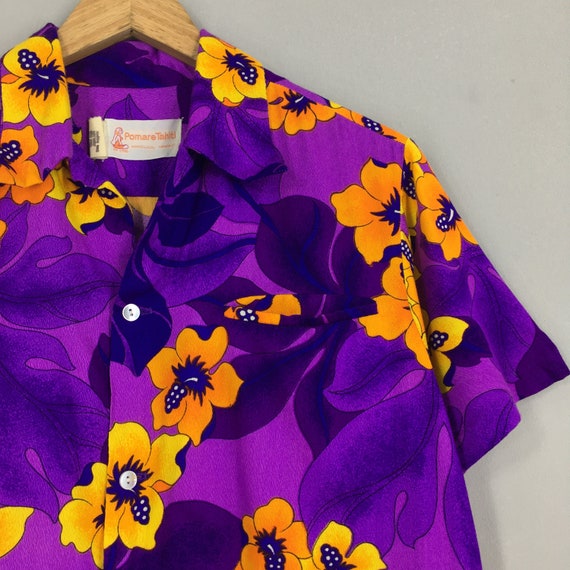 Vintage 1970s Hawaiian Sunwear Purple Floral Shir… - image 2