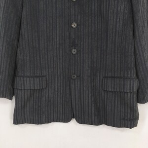 Vintage Ys For Men Yohji Yamamoto Coat Jacket Medium Yohji Japan Black Striped Textured Button Jacket Yohji Yamamoto Minimalist Blazer M image 3