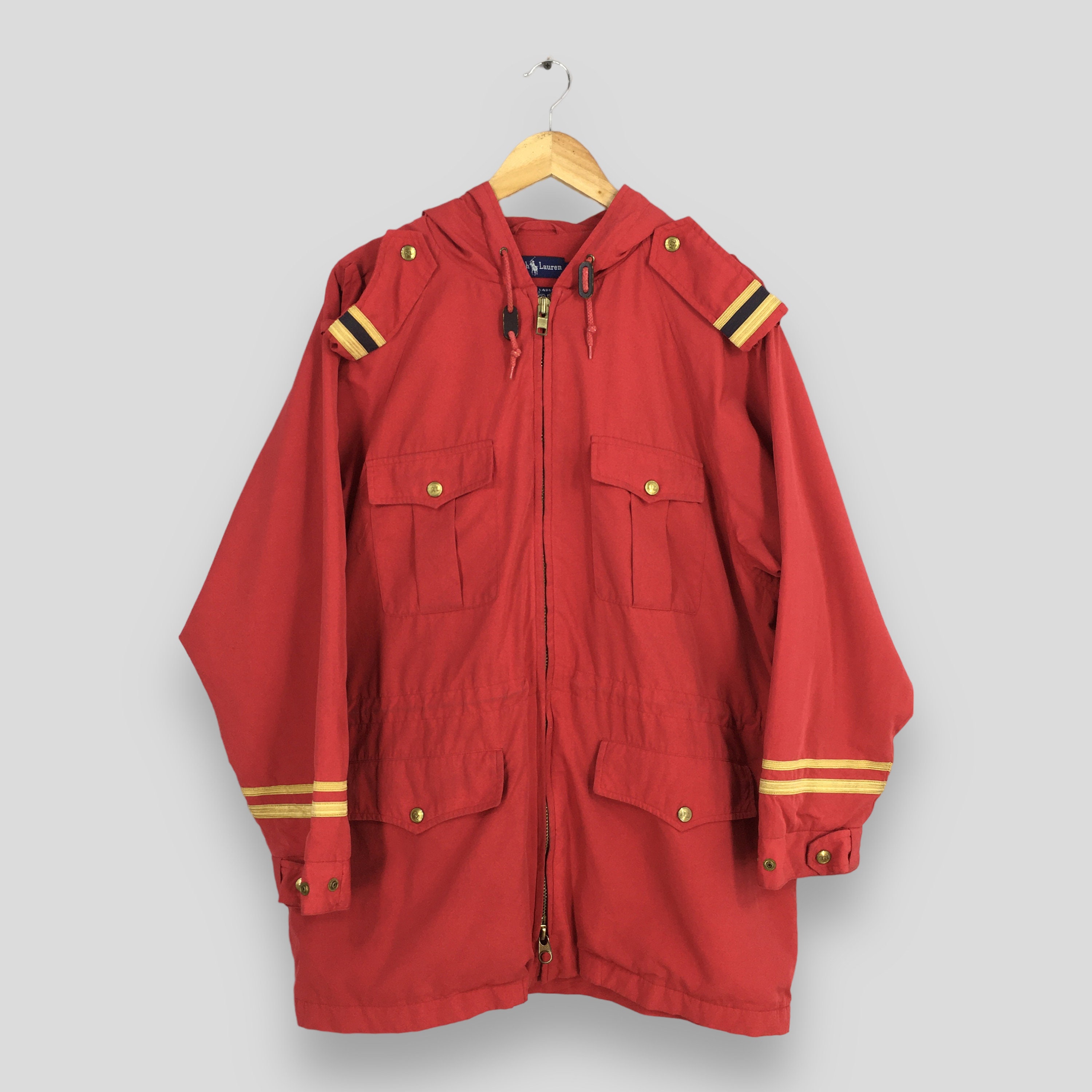 Vintage Polo Sport Ralph Lauren Red Parka Hoodie Small 90s Polo