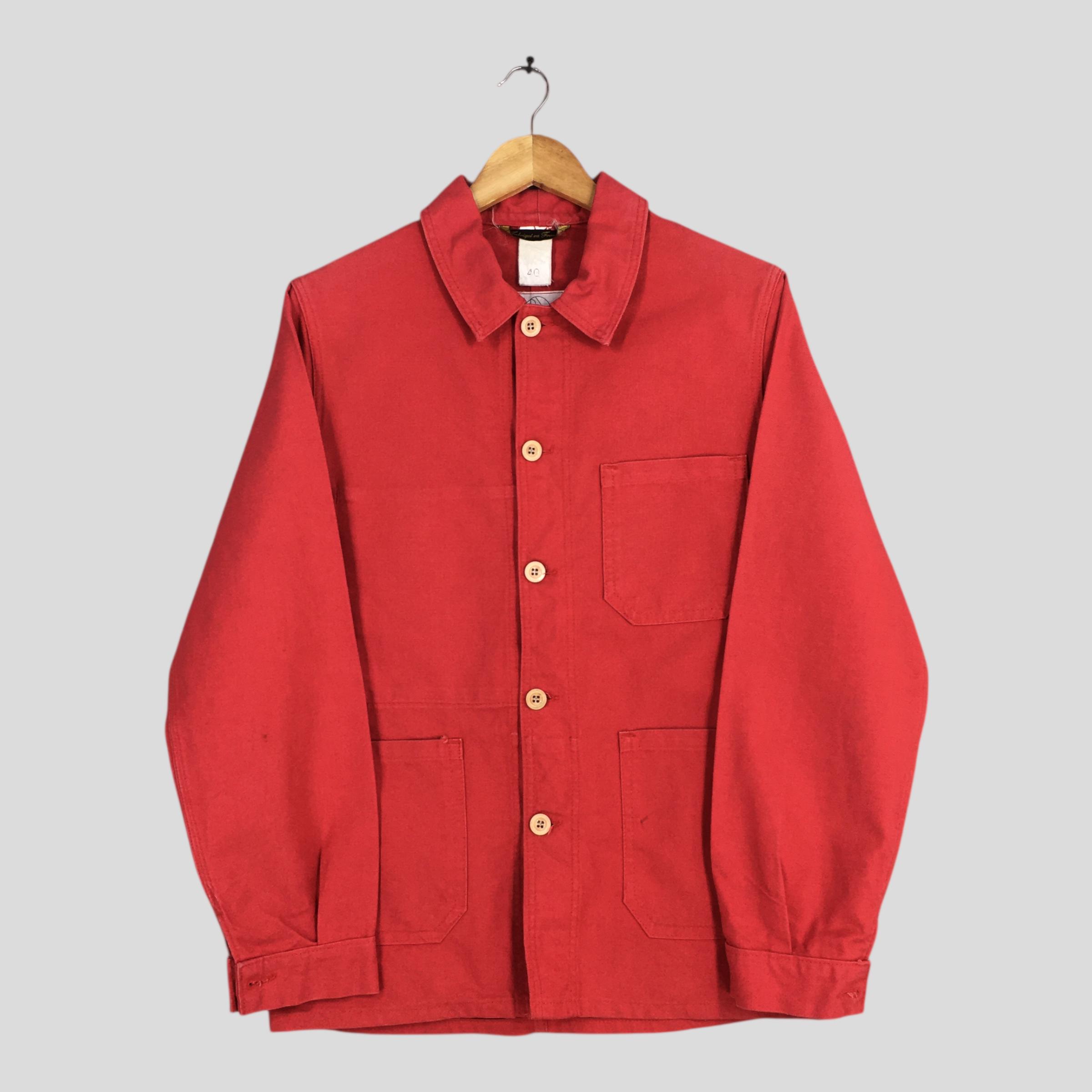 Vintage 90s United Arrows Chore Frenchwork Button Red Jacket