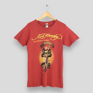 Vintage Y2K Don Ed Hardy By Christian Audiegier Tattoo Red T shirt Medium Ed Hardy Eagles Death Before Dishonor Tees Size M
