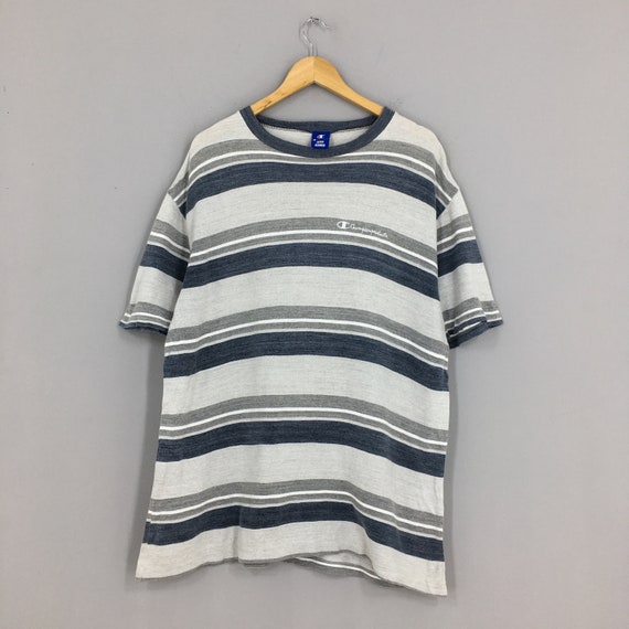 Vintage Champion Striped Tshirt Large 80's Champio