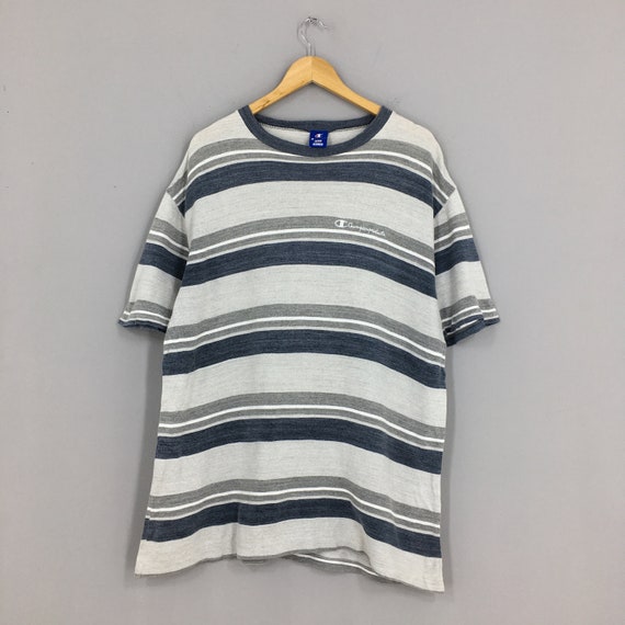 Vintage Champion Striped Tshirt Large 80's - Gem