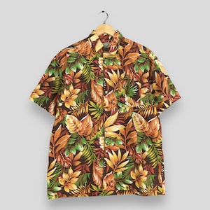 Vintage Aloha Floral Overprint Shirt Medium Hawaiian Tropical Floral Tropical Men Summer Shirt Island Surf Beachwear Cotton Button Up Size M