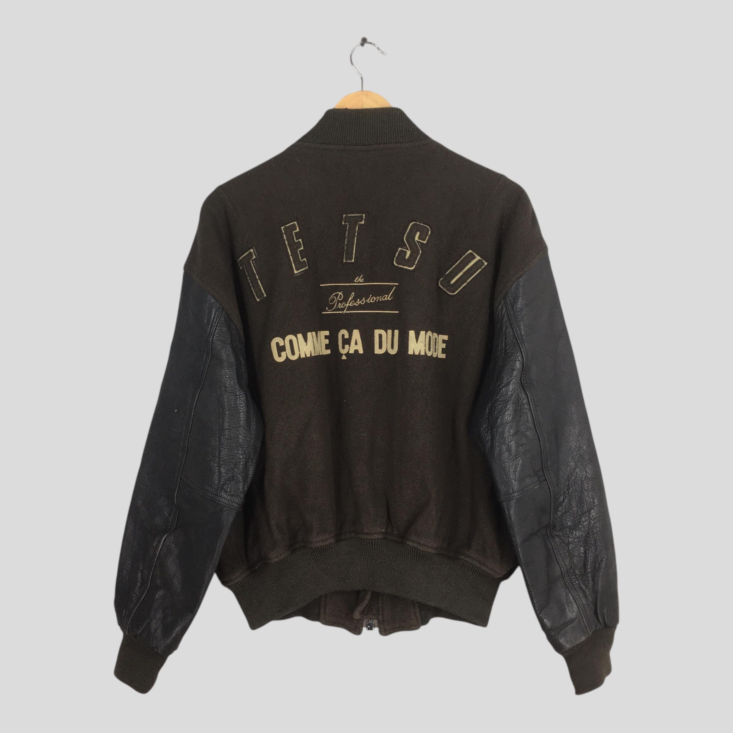 Vintage 80s Tetsu Comme Ca Du Mode Wool Varsity Jacket Large
