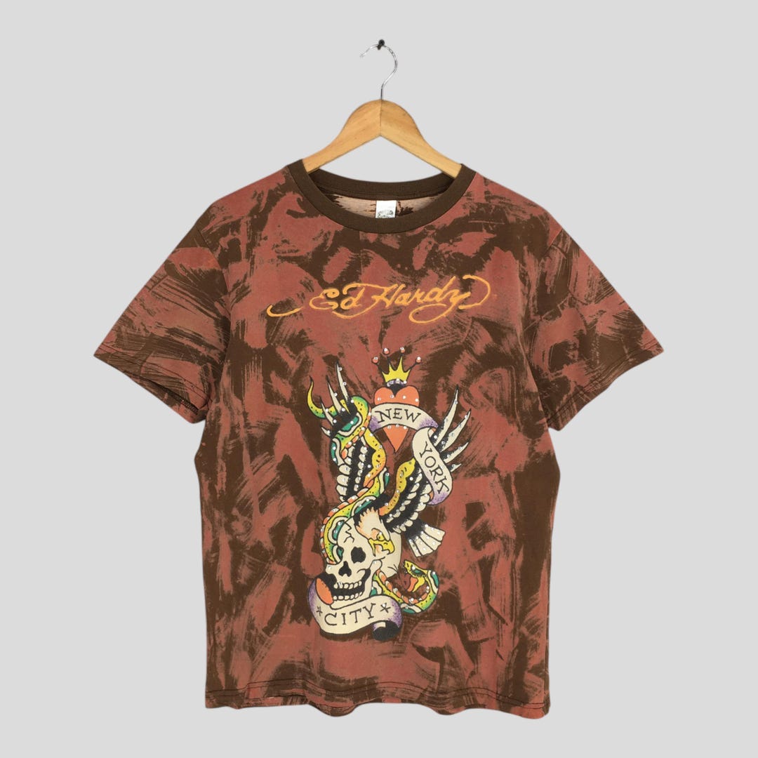 Vintage Y2K Don Ed Hardy by Christian Audigier Tattoo Tie Dye Red