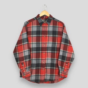 Vintage 90&#39;s Eddie Bauer Plaid Checkered Flannel Medium Eddie Bauer Usa Red Checkered Tartan Flannel Eddie Bauer Button Down Shirt Size M