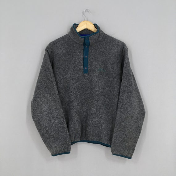 Vintage LL Bean Fleece Gray Sweater Large 90s LL B