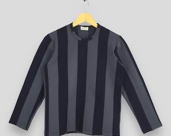 Comme Des Garcons Stripes Black Gray T shirt XSmall Vintage Comme Des Garcons Homme Plus CDG Rei Kawakubo Junya Minimalist Striped Tee XS