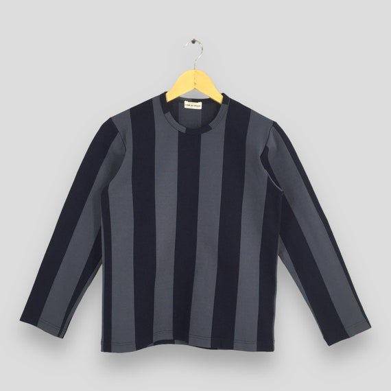 Tシャツ・カットソー COMME des GARCONS SS25 STRIPES SHIRT (HOB007051 2) CDG Navy/White Mens Striped Long Sleeve Little Black Heart T